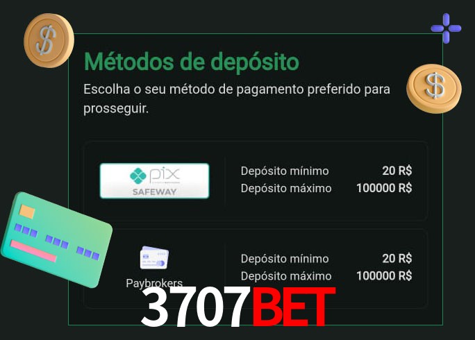 O cassino 3707bet oferece uma grande variedade de métodos de pagamento